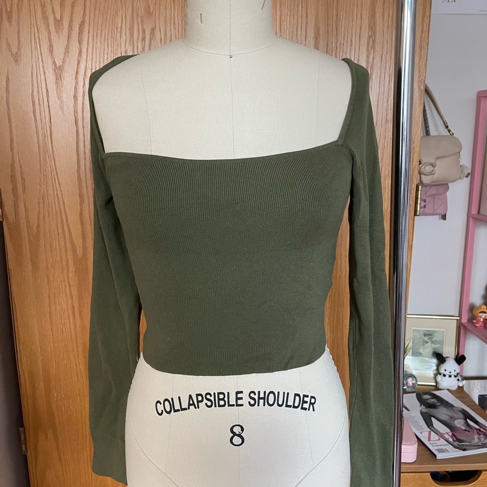 H&M Olive Green Long Sleeve Top